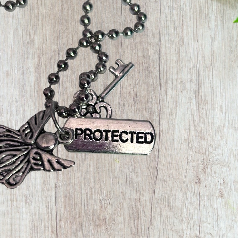 Hand Crafted Necklace PROTECTED Dog Tag Charms Tibetan Pendant Angel Key - Picture 5 of 7